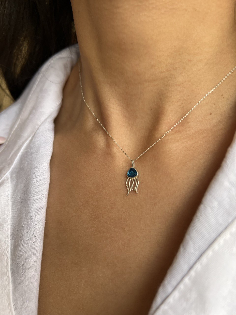 Jelly fish Necklace - Silver & Mina