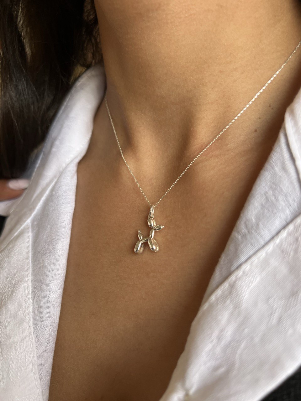 Ballon dog Necklace - Silver