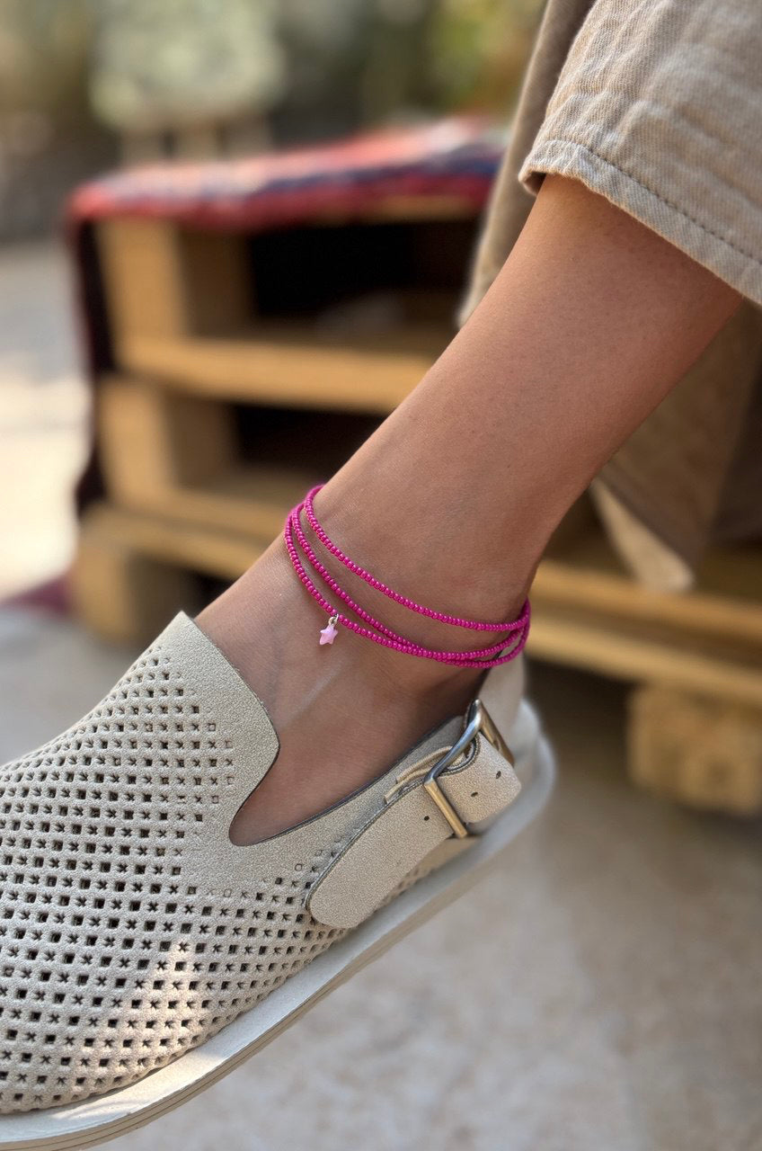 Star Anklet - Silver & Mina