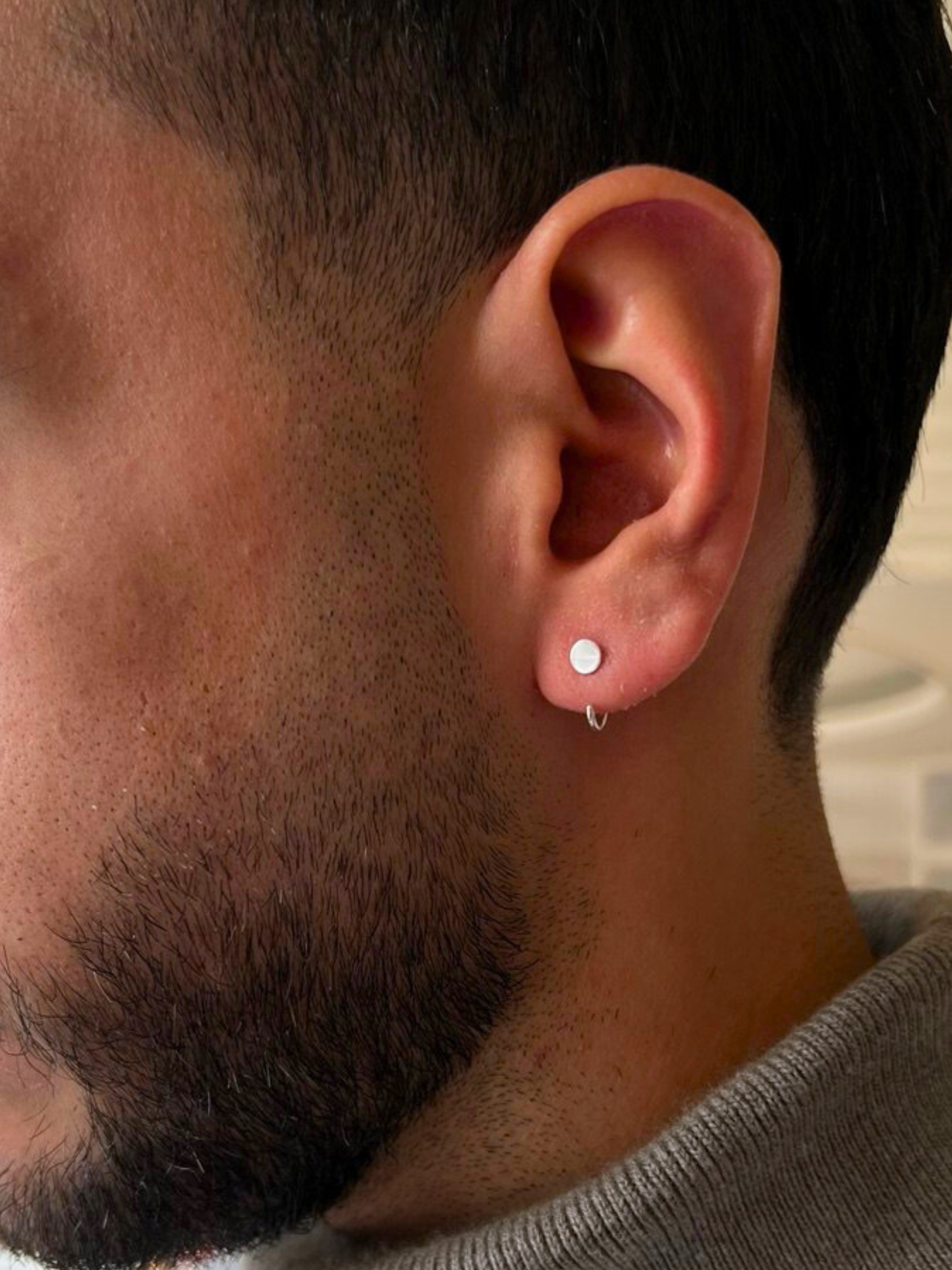 Dot Ear Piercing Unisex- Silver